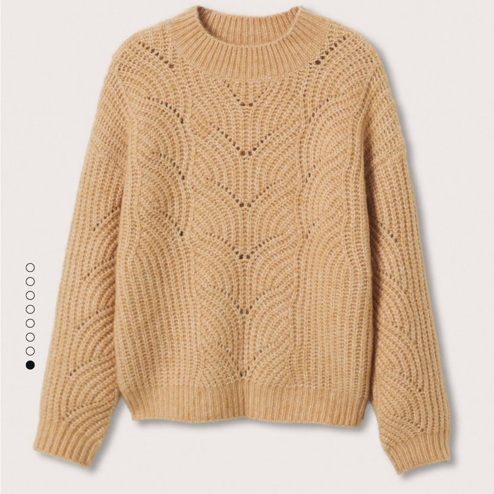 NWT Mango Contrasting Knit Sweater‎ Camel Large - Picture 12 of 13